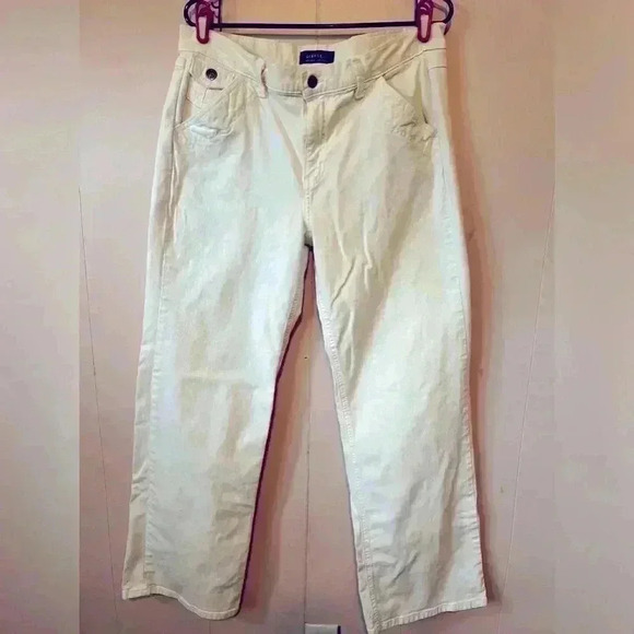 George Straight Leg Painters Cargo Jeans Women's Size 12 White Mid Rise - Picture 2 of 6